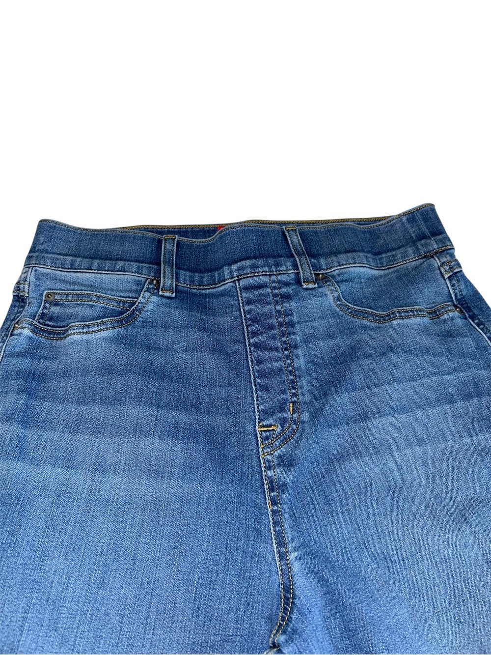 SPANX Wide-Leg, Front Seam, High-Rise Jeans in Medium Blue - Picture 6 of 10